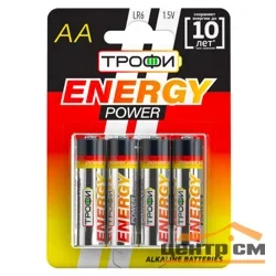 Элемент питания LR6(АА) алкалиновый (уп. блистер 4шт) ТРОФИ ENERGY POWER