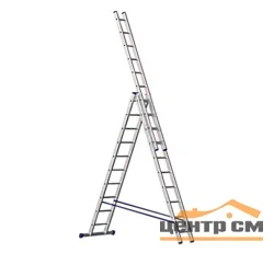 Лестница трехсекционная алюминиевая DOGRULAR 3x9 ступеней (2,6/4,29/5,94)