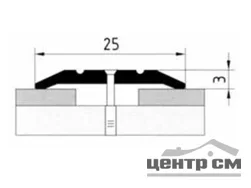Порог АПС 001 алюминиевый 1800*25*3 мм одноуровневый (29 дуб бордо)