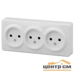 Розетка 3-местная ОП Эра Эксперт 3P+E Schuko, белая (16АХ-250В), арт.11-2207-01
