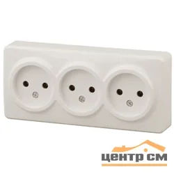 Розетка 3-местная ОП Эра Эксперт 3P+E Schuko, слоновая кость (16АХ-250В), арт.11-2207-02