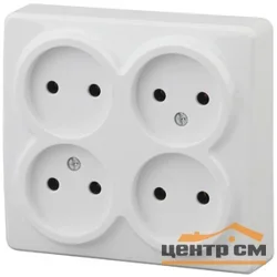 Розетка 4-местная ОП Эра Эксперт 4х2P, белая (16АХ-250В), арт.11-2210-01