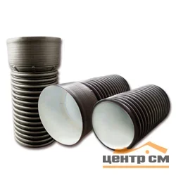 Труба канализационная гофрированная двухстенная FD-Plast D 340/300 с раструбом L-6м, черная SN6