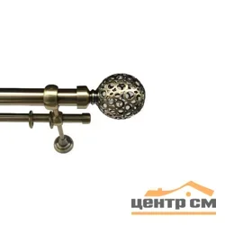 Карниз кованый раздвижной d16/19мм антик-золото двухрядный 1,6-3,0 (наконечники ажур)