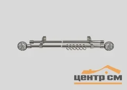 Карниз кованый раздвижной d16/19мм серебро матовое двухрядный 1,6-3,0 (наконечники ажур)