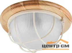 Светильник Feron IP54, 220V 60Вт Е27, дерево, клен, круг, с решеткой, НБО 03-60-012
