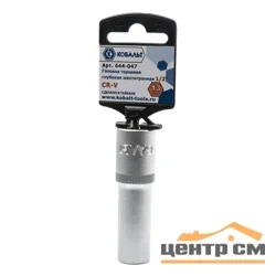 Головка торцевая глубокая 1/2", 13 мм, Cr-V, подвес, КОБАЛЬТ