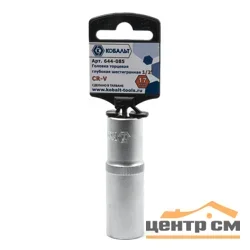Головка торцевая глубокая 1/2", 17 мм, Cr-V, подвес, КОБАЛЬТ