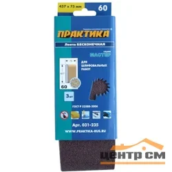 Лента шлифовальная 100х610 мм P60 (3шт.) картонный подвес, ПРАКТИКА