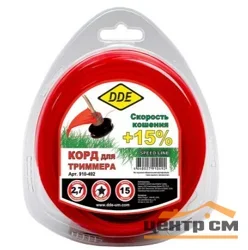 Леска в блистере 2,7мм 15 м звезда, красный,"Speed line", DDE