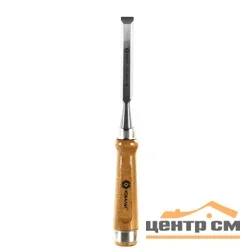 Стамеска плоская 16 х 140 мм, CR-V, КОБАЛЬТ, деревянная рукоятка,1 шт, подвес