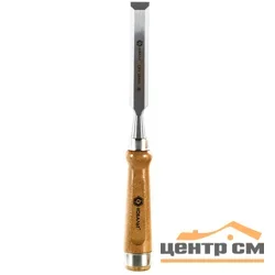 Стамеска плоская 18 х 140 мм, CR-V, КОБАЛЬТ, деревянная рукоятка, 1 шт, подвес