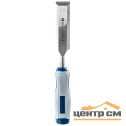 Стамеска плоская 30 х 140 мм, CR-V, КОБАЛЬТ, двухкомпонентная рукоятка, 1 шт, блистер