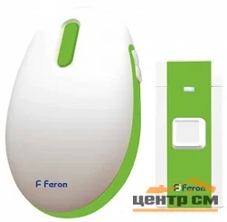 Звонок Feron (36 мелодии) беспроводной электрический, белый, зеленый, E-375