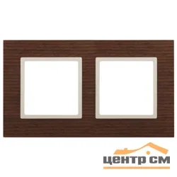 Рамка двухместная Эра22 Elegance, дерево, дуб+слоновая кость, арт.14-5302-09