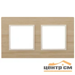 Рамка двухместная Эра22 Elegance, дерево, клён+слоновая кость, арт.14-5302-11