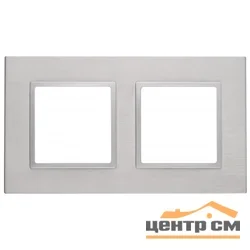 Рамка двухместная Эра22 Elegance, металл, алюминий+алюминий, арт.14-5202-03
