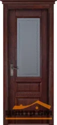 Дверь ОКА "Аристократ №2" стекло, махагон 90 (массив ольхи)