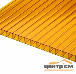 Поликарбонат сотовый 10мм, 2.1*12м, желтый