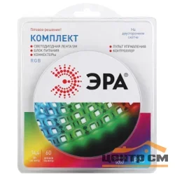 Лента светодиодная 12В 14,4Вт/м IP20 RGB 5м комплект ЭРА 5050kit