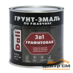 Грунт-эмаль по ржавчине 3 в 1 серая матовая, эффект графит 0,75 л DALI