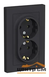 Розетка 2-местная СП AtlasDesign 16А с заземлением, карбон ATN001024 Systeme Electric