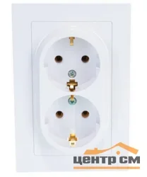 Розетка 2-местная СП AtlasDesign 16А IP20 с заземл. в сборе бел. Systeme Electric ATN000124