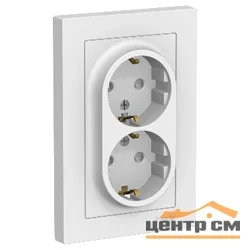Розетка 2-местная СП AtlasDesign 16А IP20 с заземл. защ. шторки в сборе бел. Systeme Electric ATN000126