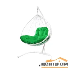 Подвесное кресло двухместное Double/XL, цвет плетения – белый, подушка – зелёный
