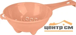 Дуршлаг Plast Team с ручкой d 200 мм 360х200х90мм персиковая карамель