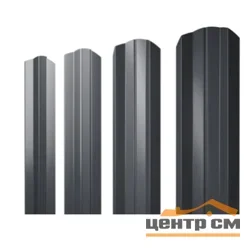 Штакетник металлический STYNERGY М-образный двусторонний фигурный 0.45 мм, PE RAL 7024 (мокрый асфальт), ширина 108мм, длина 1.6 м.п.