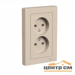 Розетка 2-местная СП AtlasDesign 16А без заземления в сборе песочный Systeme Electric ATN001220