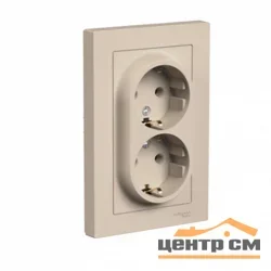 Розетка 2-местная СП AtlasDesign 16А с заземлением в сборе песочный Systeme Electric ATN001224