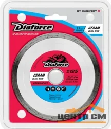 Диск алмазный несегментный 125х22.23х6х1,1мм DIAFORCE CERAM ULTRA SLIM ультра-тонкий влажный рез