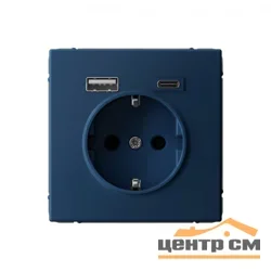 Механизм розетки 3-м СП ArtGallery 16А с 2-мя заряд. устройствами USB A+C 5В/2.4А/3А 2х5В/1.5А аквамарин SE GAL001132