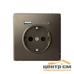 Механизм розетки 3-м СП ArtGallery 16А с 2-мя заряд. устройствами USB A+C 5В/2.4А/3А 2х5В/1.5А мокко SE GAL000632