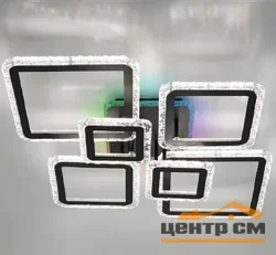 Светильник управляемый светодиодный OVAL ICE RGB 180W 7S-APP-960x750x110-BLACK/CLEAR-220-IP20*