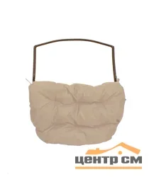 Подставка для ног на кресло подвесное для двоих, с ротангом коричневое, бежевая подушка