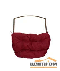 Подставка для ног на кресло подвесное для двоих, с ротангом коричневое, бордовая подушка