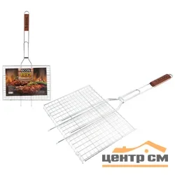 Решетка для барбекю ECOS RD-171D (р-р 35x25x2 см, общая длина 70 см, хром.)