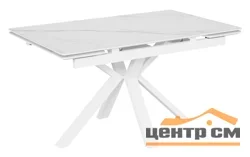Стол Баден-1С 140х85 (+30+30) (царга белый/МДФ+PVC Белый/White marble) + Нога №120Q(белый)