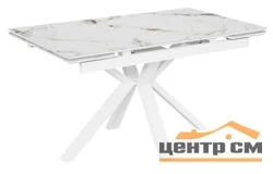 Стол Баден-2С 160х90 (+30+30) (царга Белый/МДФ+PVC Белый/Champagne) + Нога №120Q (белый)