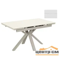 Стол Баден-2С 160х90 (+30+30) (царга Мокко/МДФ+PVC Мокко/ White marbel) + Нога №120Q (мокко)