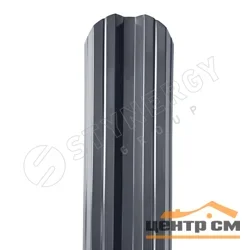Штакетник металлический STYNERGY М-образный двусторонний фигурный 0.4 мм, PE RAL 7024 (мокрый асфальт), ширина 108мм, длина 1.9 м.п.