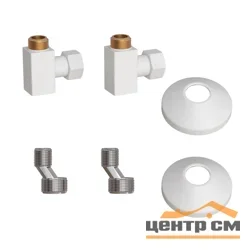 Комплект подключения для полотенцесушителя Point 3/4"х1/2" г/ш (квадрат), белый