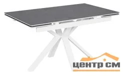 Стол Баден-2С 160х90 (+30+30) (царга Белый/МДФ+PVC белый/ Carbon) + Нога №120Q (Белый)
