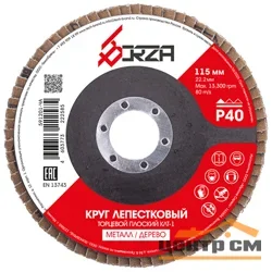 Круг лепестковый торцевой 115х22,2мм Р40 Borza (плоский)