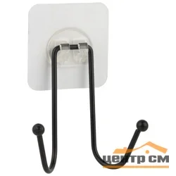 Крючок двойной BLACK (крепление: самоклеящаяся основа)