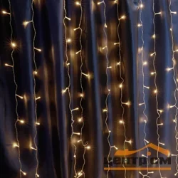 Гирлянда - занавес 230V 204 LED 2*1,5м, 2700K статичная, IP44 , сетевой шнур 3м в комплекте, CL19 Feron