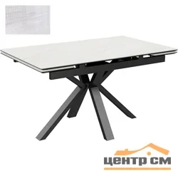 Стол Баден-1С 140х85 (+30+30) (царга черный/МДФ+PVC черный/ Alpine snow) + Нога №120Q(черный)